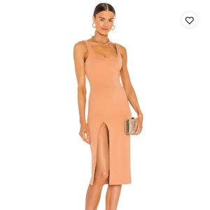NBD Thom Midi Dress in Nude (NWT/Size S)